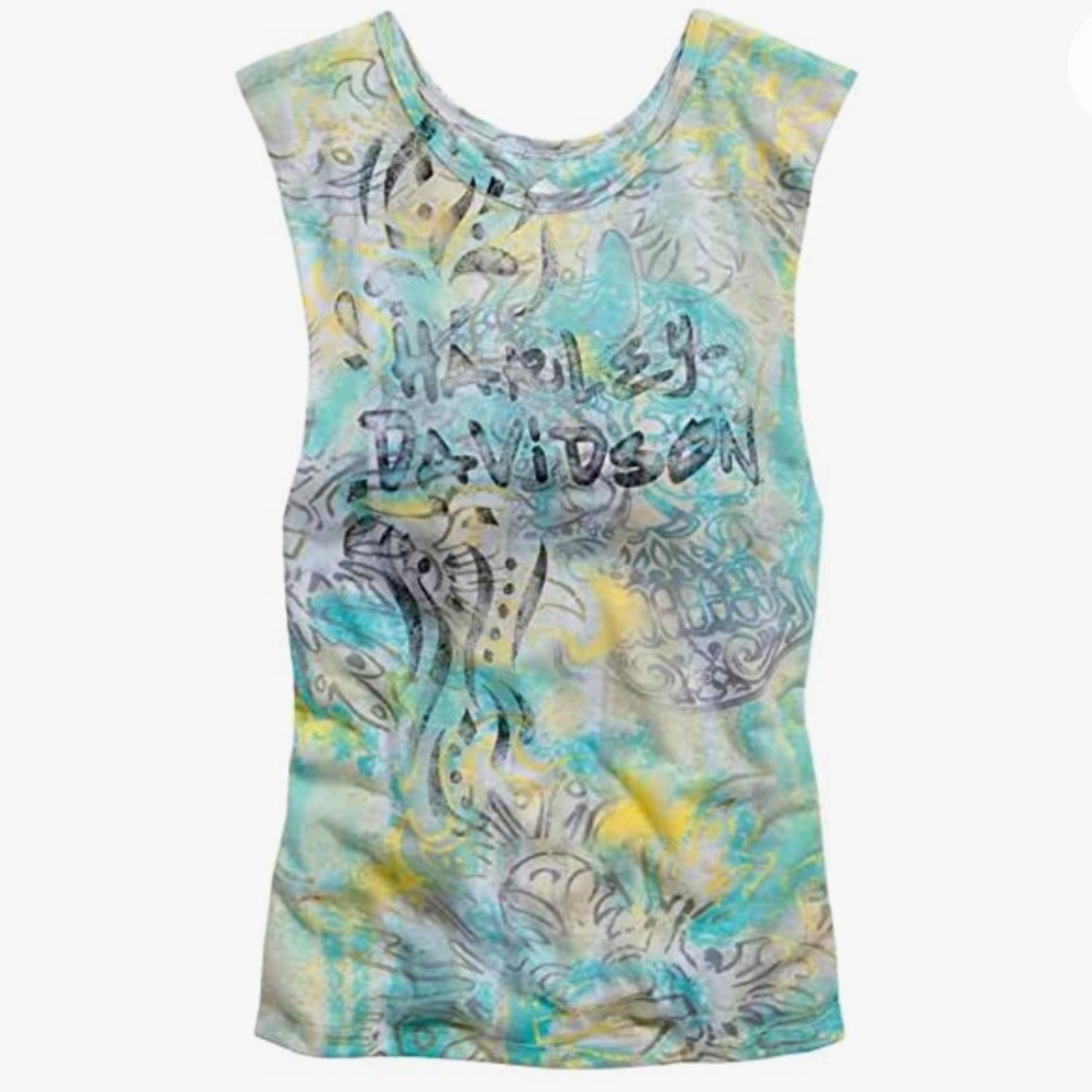 Harley-Davidson Women’s Cross and Skull Open Back Tank Top - XS